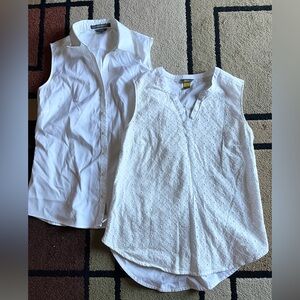 Two sleeveless white Eddie Bauer tops